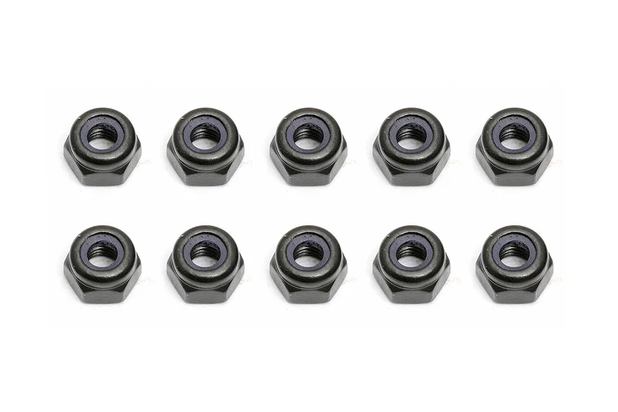 Team Associated 3mm Black Steel Nyloc Nuts 10Pcs image 73098
