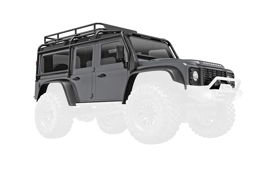 Traxxas 1/18 Land Rover Defender Silver Painted Body Shell w/ Accessories image 73342