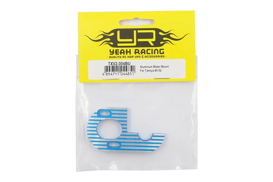 Yeah Racing blue aluminium motor mount for Tamiya XV-02 in original retail packaging.