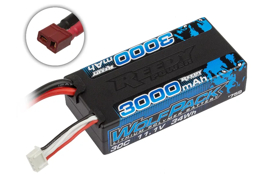 Reedy Power Wolfpack 11.1v 3000mAh 30C &amp;quot;Shorty&amp;quot; Hard Case LiPo Battery image 73576