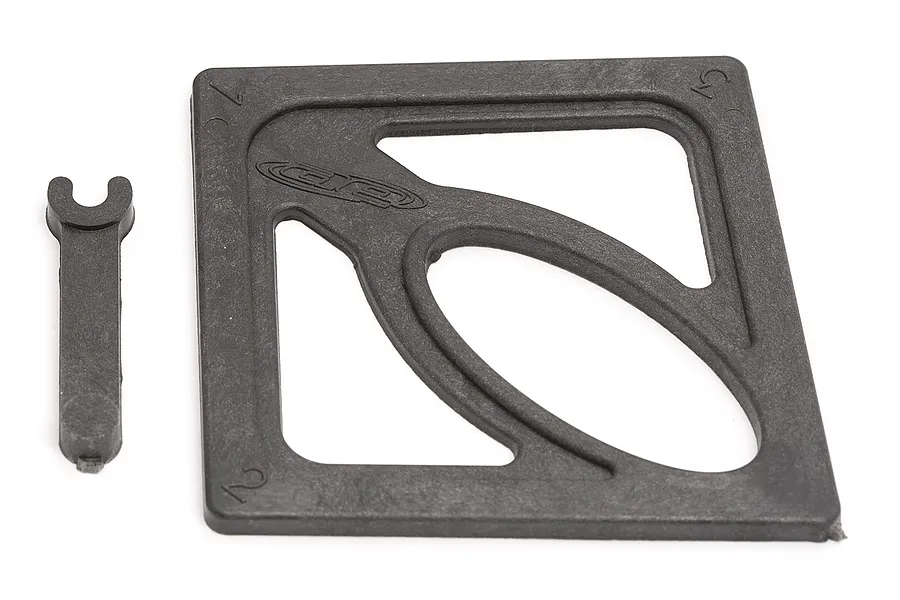 Factory Team Camber and Track Width Tool set including a black plastic square gauge and a small matching wrench on a white background.
