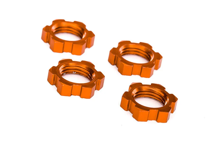 Traxxas 17mm Orange Aluminium Splined Serrated Wheel Nuts 4Pcs image 73922