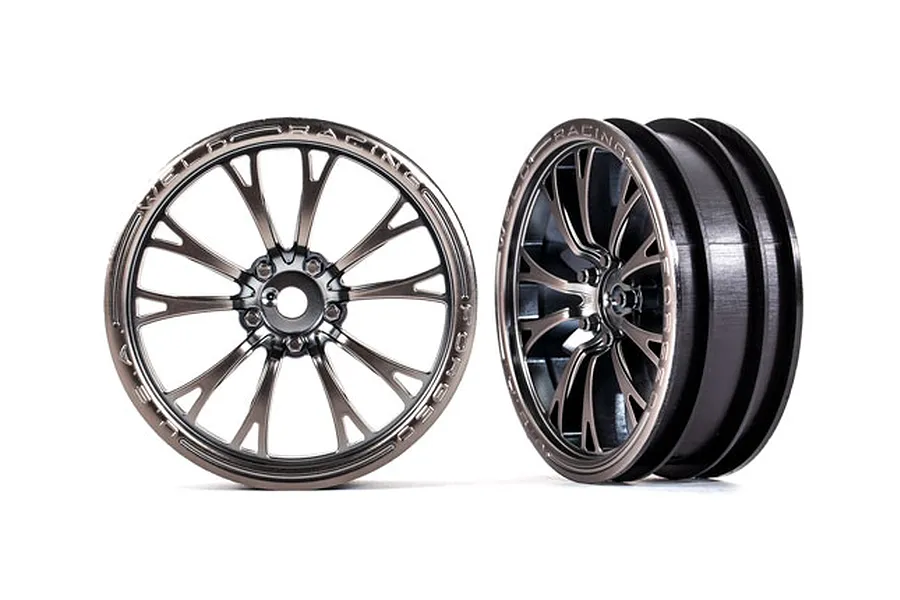 Traxxas 2.2&amp;quot; Weld Satin Black Chrome Front Drag Rims 2Pcs image 73923