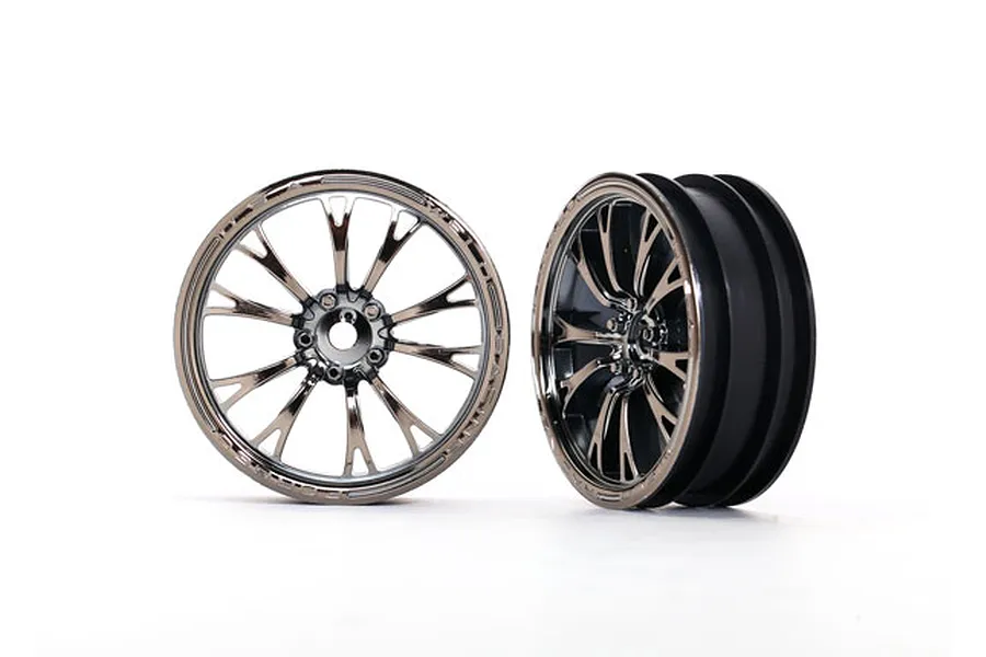 Traxxas 2.2&amp;quot; Weld Black Chrome Front Drag Rims 2Pcs image 73924