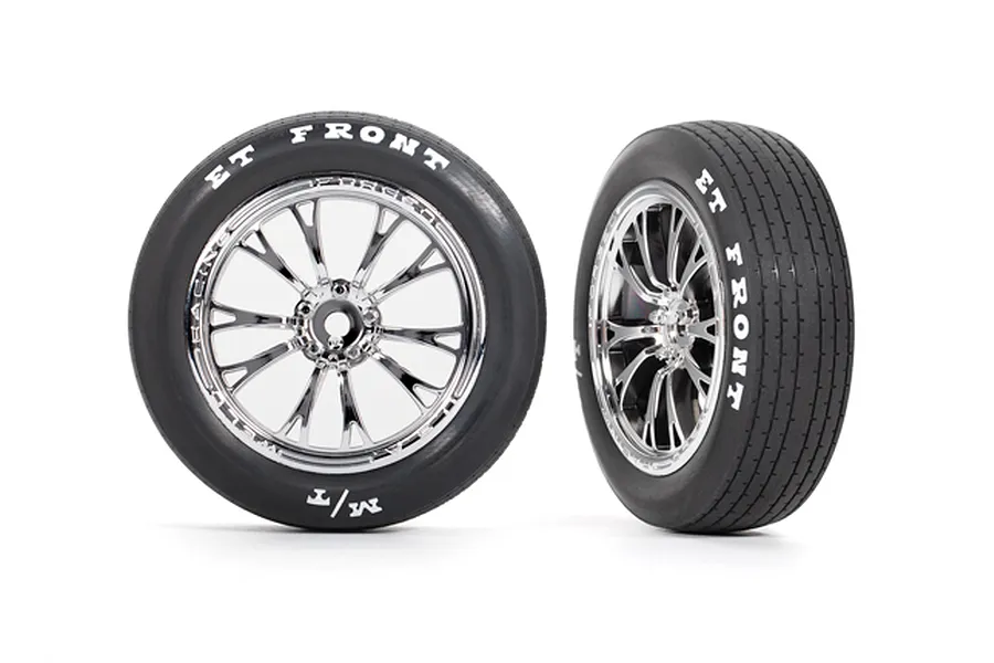 Traxxas 2.2&amp;quot; Mickey Thompson ET Front Tyres on Weld Chrome Rims - Glued Wheels 2Pcs image 73927