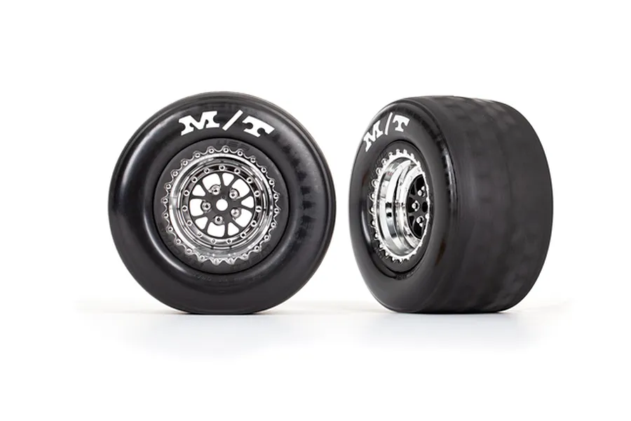 Traxxas 2.2/3.0&amp;quot; Mickey Thompson ET Rear Tyres on Weld Chrome Rims - Glued Wheels 2Pcs image 73929