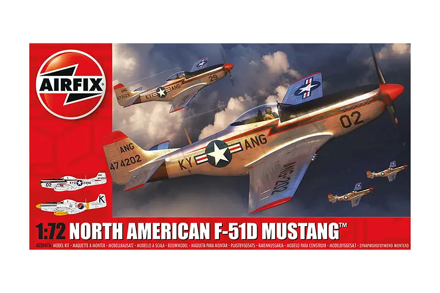Airfix 1/72 North American F-51D Mustang Scaled Plastic Model Kit image 74048