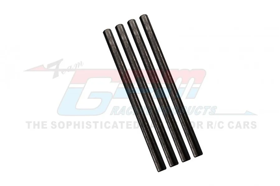 Four black GPM Racing medium carbon suspension pins arranged diagonally against a white background with a faint GPM logo watermark.