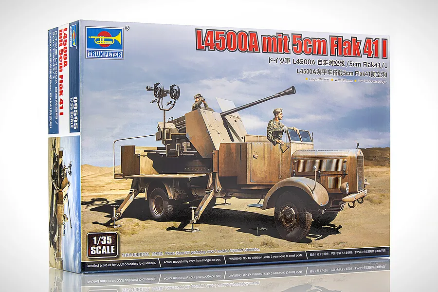 Trumpeter 1/35 German L4500A w/ 5CM Flak 41 Truck Scaled Plastic Model Kit image 74307