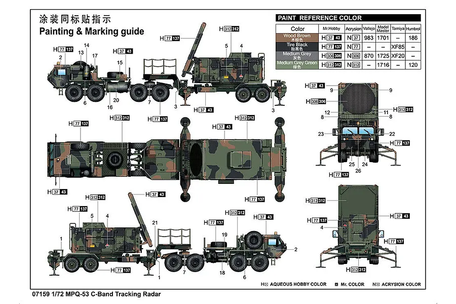 Trumpeter 1/72 US Army M983 HEMTT &amp;amp; MPQ-53 C-Band Tracking Radar Scaled Plastic Model Kit image 74331