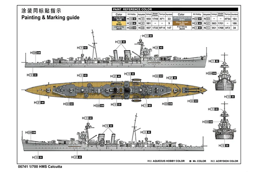 Trumpeter 1/700 HMS Calcutta Light Cruiser Scaled Plastic Model Kit image 7