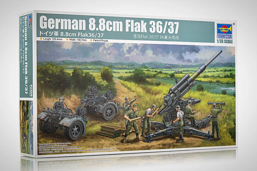 Trumpeter 1/35 German 8.8cm Flak 36/37 Cannon Scaled Plastic Model Kit image 74382