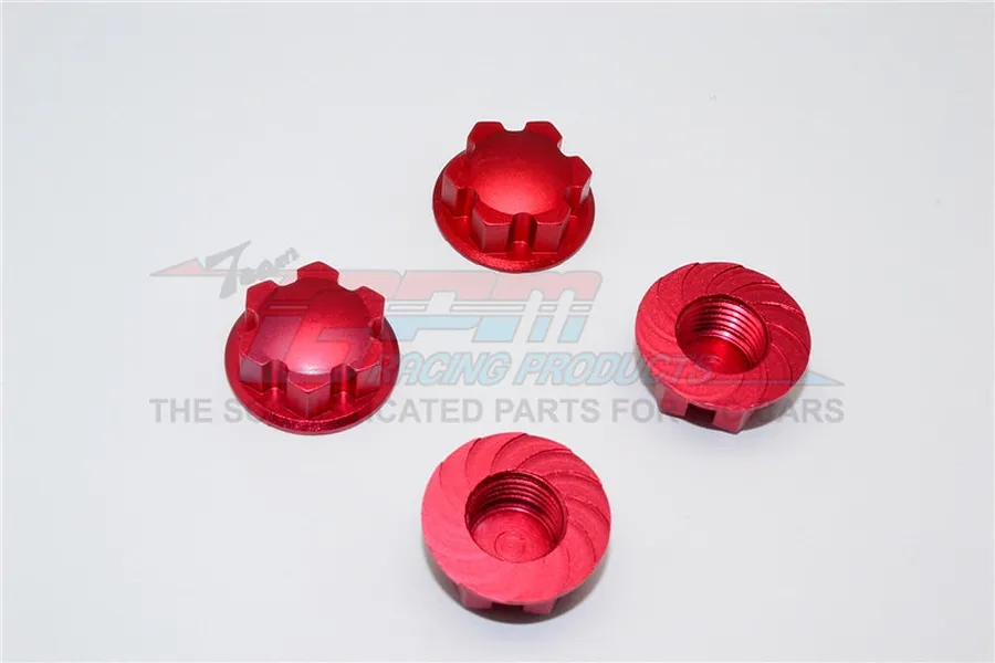 GPM Red Aluminium Flanged Serrated Wheel Nuts 4Pcs image 74401