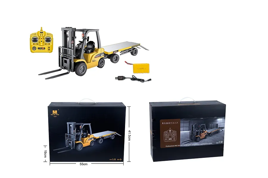 Huina Forklift with Trailer RC Construction Vehicle Electric 2WD 1/10 Scale RTR image 74461