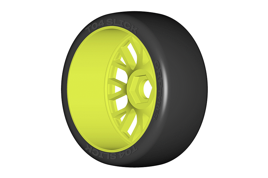 GRP 3.1&amp;quot; T04 XM2 Super Soft Compound Slicks on Yellow Spoke Rims - Glued Wheels 2Pcs image 3
