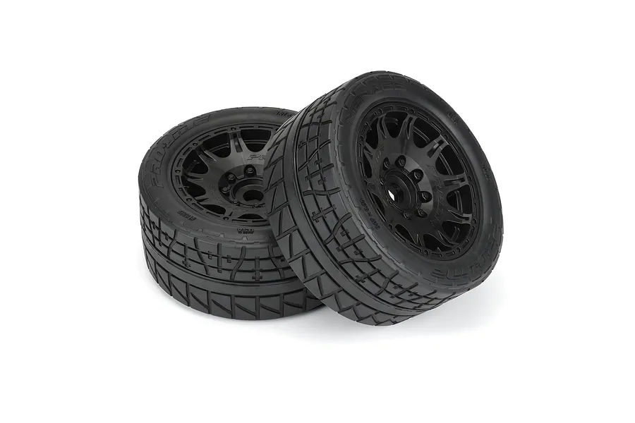 Pro-Line 5.7&amp;quot; Menace HP Belted MT Soft Compound Tyres on Black Raid Rims - Glued Wheels 2Pcs image 74670