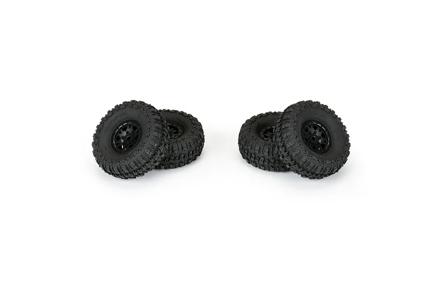 Pro-Line 1.0&amp;quot; Trencher Tyres on Black Impulse Bead-Loc Rims - Beadlocked Wheels 4Pcs image 74675