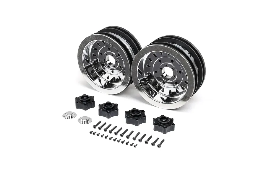 Losi 1/10 D&amp;amp;D Mega Chrome Truck Silver Rims 2Pcs image 74702