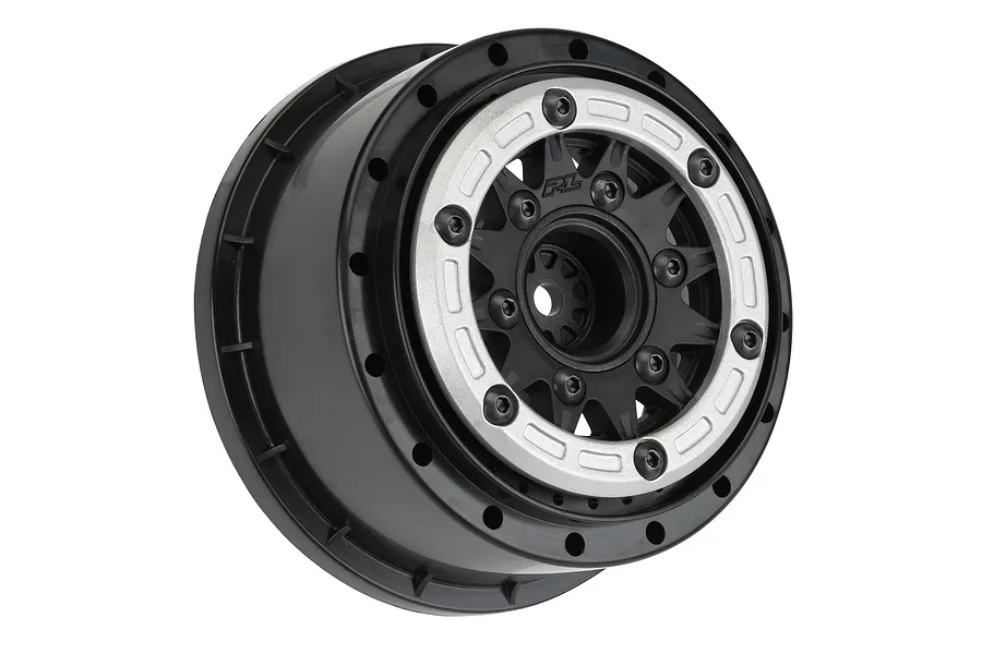 Pro-Line 2.2/3.0&amp;quot; Raid Black Bead-Loc Rims 2Pcs w/ Silver Beadlock Rings image 74704