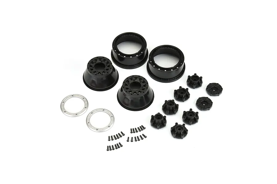 Pro-Line 2.2/3.0&amp;quot; Raid Black Bead-Loc Rims 2Pcs w/ Silver Beadlock Rings image 74706