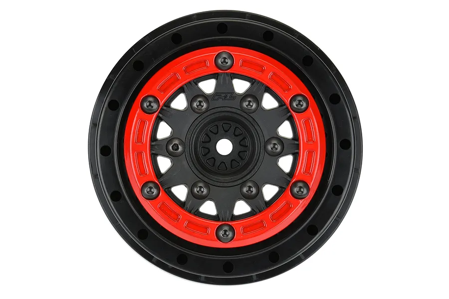 Pro-Line 2.2/3.0&amp;quot; Raid Black Bead-Loc Rims 2Pcs w/ Red Beadlock Rings image 74708