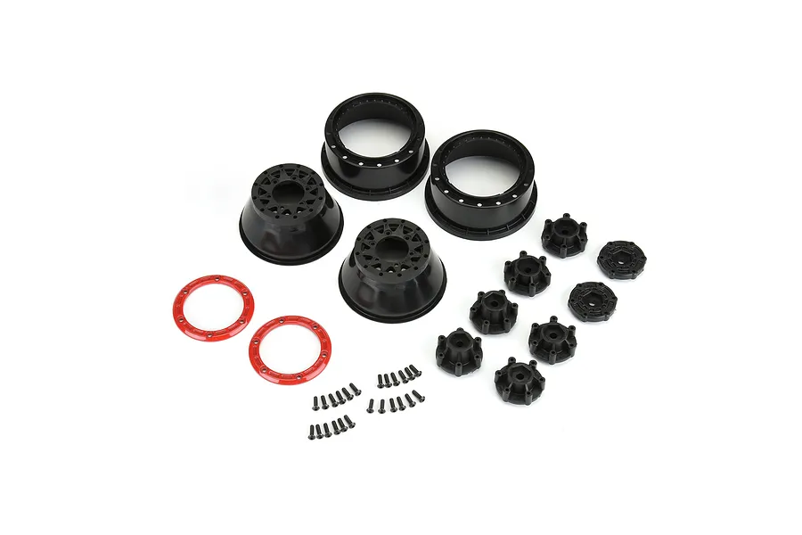 Pro-Line 2.2/3.0&amp;quot; Raid Black Bead-Loc Rims 2Pcs w/ Red Beadlock Rings image 74711