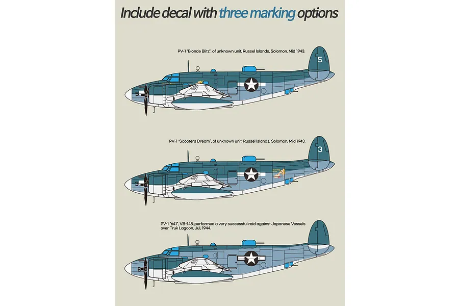 Academy 1/48 USN PV-1 &amp;quot;Solomon Islands Theatre&amp;quot; Bomber Scaled Plastic Model Kit image 75215