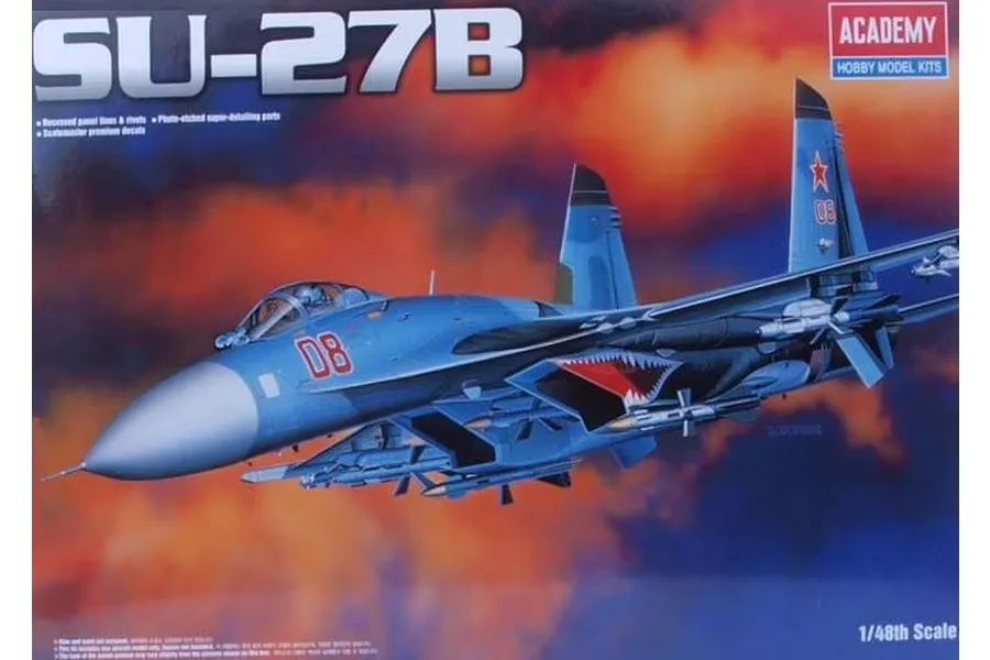 Academy 1/48 SU-27 FLANKER B Fighter Jet Scaled Plastic Model Kit image 75220