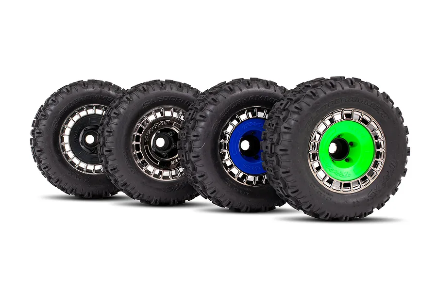 Traxxas 3.8&amp;quot; Sledgehammer Tyres on Satin Chrome Modular Rims - Glued Wheels 2Pcs image 75240