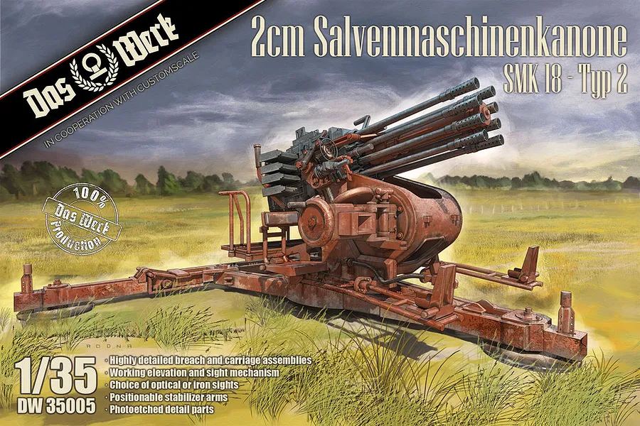 Das Werk 1/35 2cm Salvenmaschinenkanone SMK 18 Typ-2 Flak Cannon Scaled Plastic Model Kit image 75321
