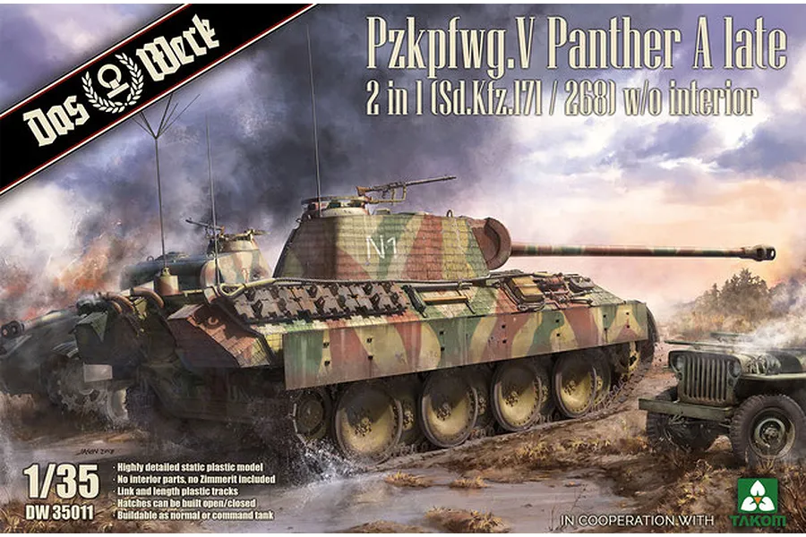 Das Werk 1/35 Panther Ausf.A late (2 in 1) Scaled Plastic Model Kit w/o Interior image 75327