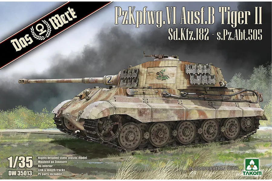 Das Werk 1/35 PzKpfwg.VI Ausf.B Tiger II Sd.Kfz.182 Tank Scaled Plastic Model Kit image 1