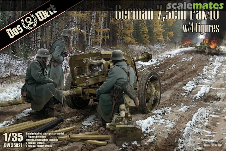 Das Werk 1/35 German 7.5cm Pak40 Scaled Plastic Model Kit image 75337