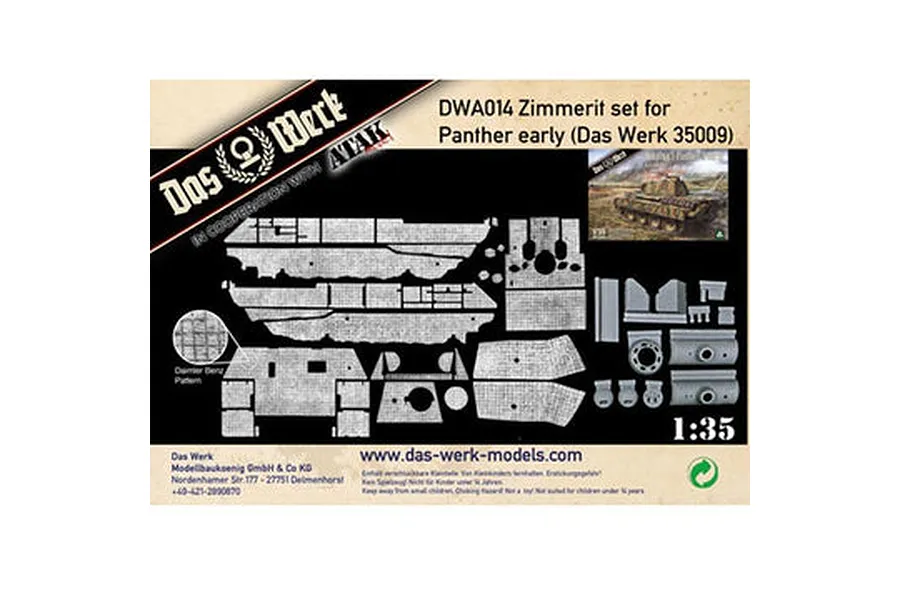 Das Werk 1/35 Zimmerit Set Für Panther Early Detail Up Set image 75347