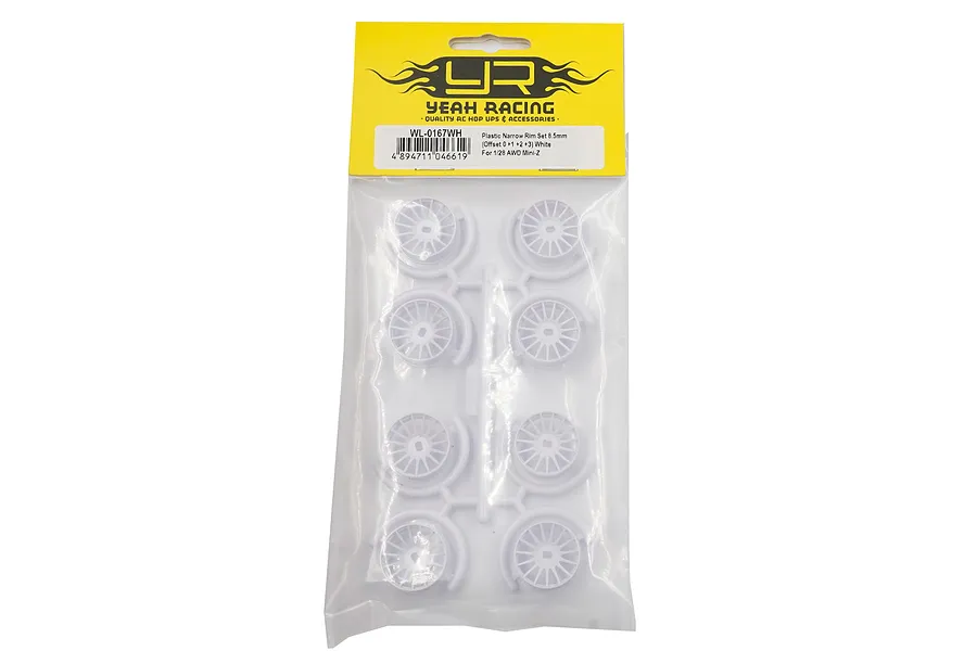 Yeah Racing 1/28 Mini-Z White Narrow Rim Set (Offset 0 +1 +2 +3) 8Pcs image 75509