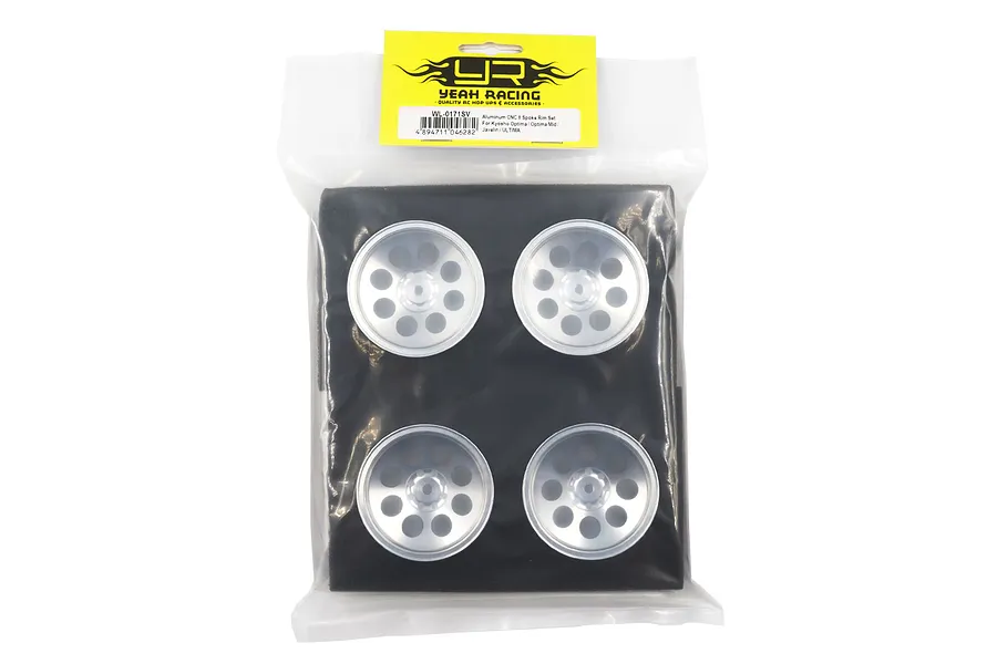 Yeah Racing 2.1&amp;quot; Silver Aluminium 8 Spoke Rims 4Pcs image 75520