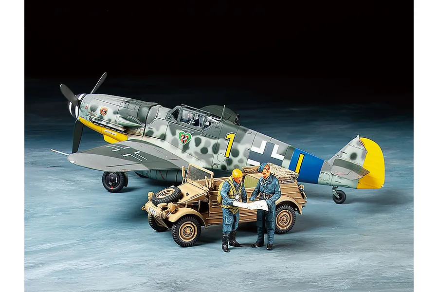 Tamiya 1/48 Messerschmitt Bf109 G-6 &amp;amp; Kübelwagen Type 82 Scaled Plastic Model Kit image 75549