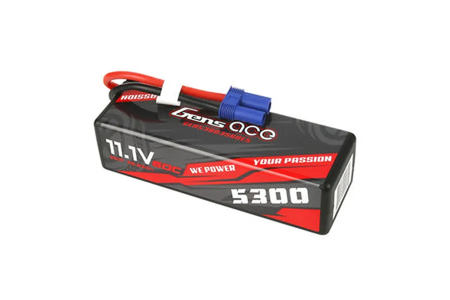 Gens Ace 11.1V 5300mAh 60C LiPo battery pack with an EC5 connector against a white background.