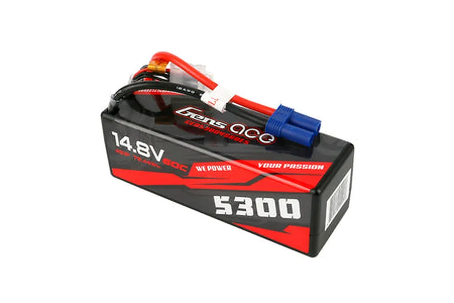 Gens Ace 14.8v 5300mAh 60C Hard Case LiPo Battery w/ EC5 Connector image 75753