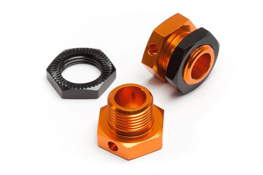 HPI Trophy Buggy/Truggy Orange/Black Aluminium 17mm (5mm Thick) Wheel Hex Adapters w/ Wheel Nuts 2Pcs image 7591