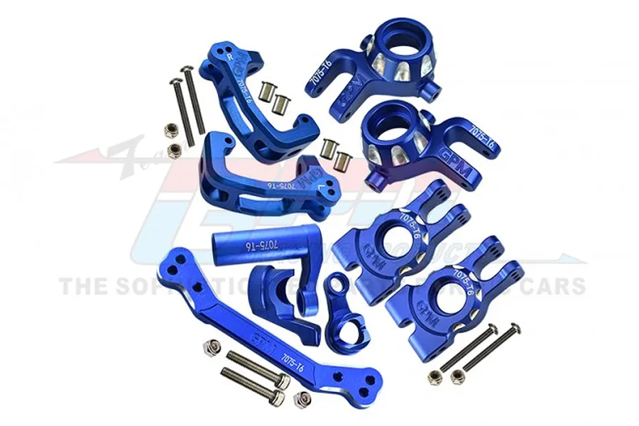 GPM Blue Aluminium Hubs &amp;amp; Steering Assembly Set image 75971