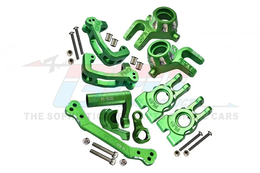 GPM Green Aluminium Hubs &amp;amp; Steering Assembly Set image 75973