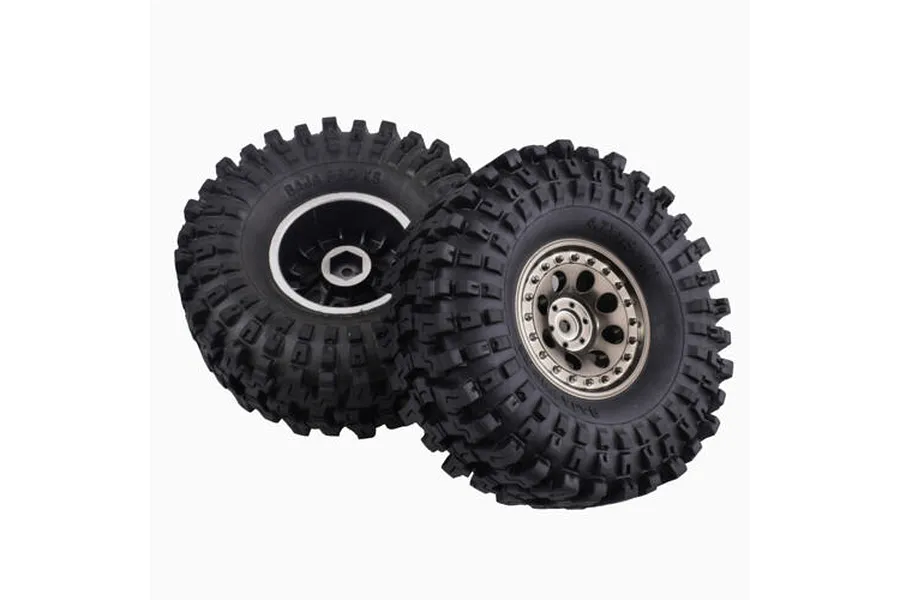 HSP 1.9&amp;quot; Rock Crawler Tyres on Silver Rims - Glued Wheels 2Pcs image 76004