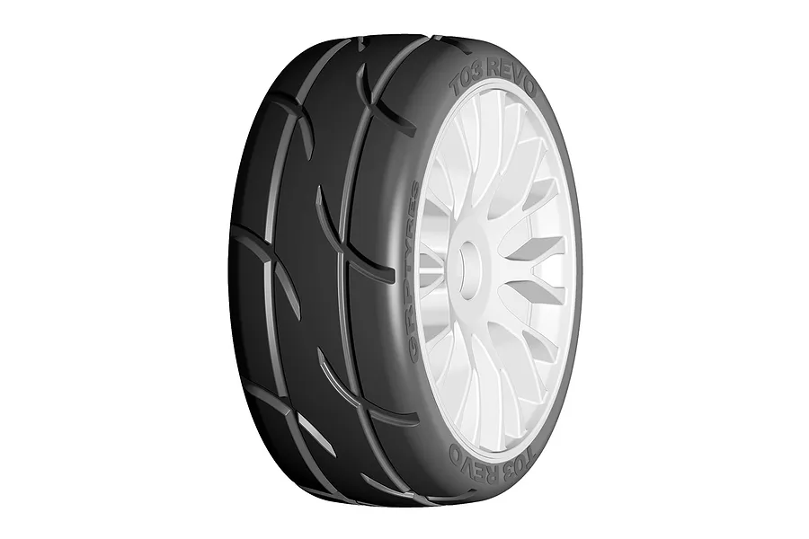GRP 3.1&amp;quot; GT-T03 Revo XM3 Soft Compound Tyres on White Spoke Flex Rims - Glued Wheels 2Pcs image 76228