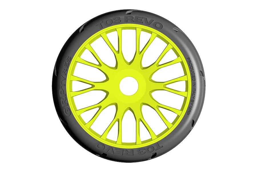 GRP 3.1&amp;quot; GT-Y03 Revo XM7 Medium/Hard Compound Tyres on Yellow Spoke Flex Rims - Glued Wheels 2Pcs image 76257