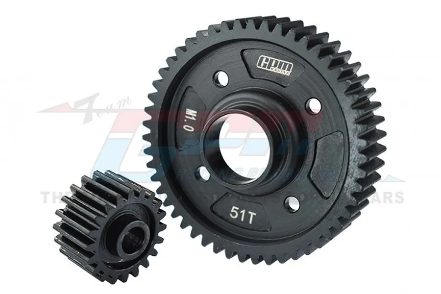 GPM Carbon Steel 51/20T Centre Output &amp;amp; Input Gears 2Pcs image 1