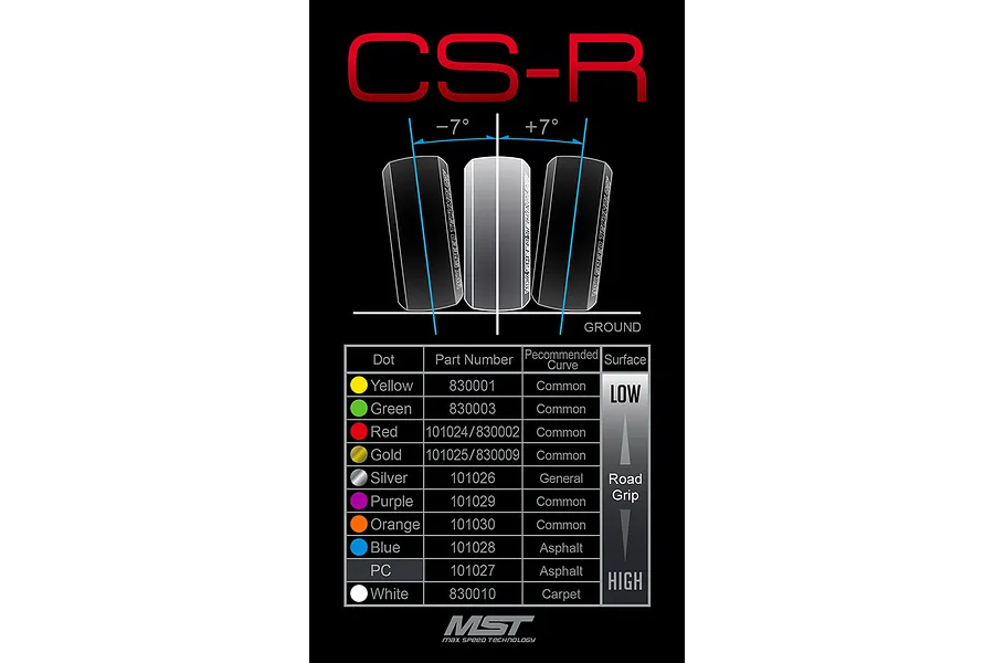 MST 1.9&amp;quot; CS-R Silver (Hard) Drift Tyres 4Pcs image 76773