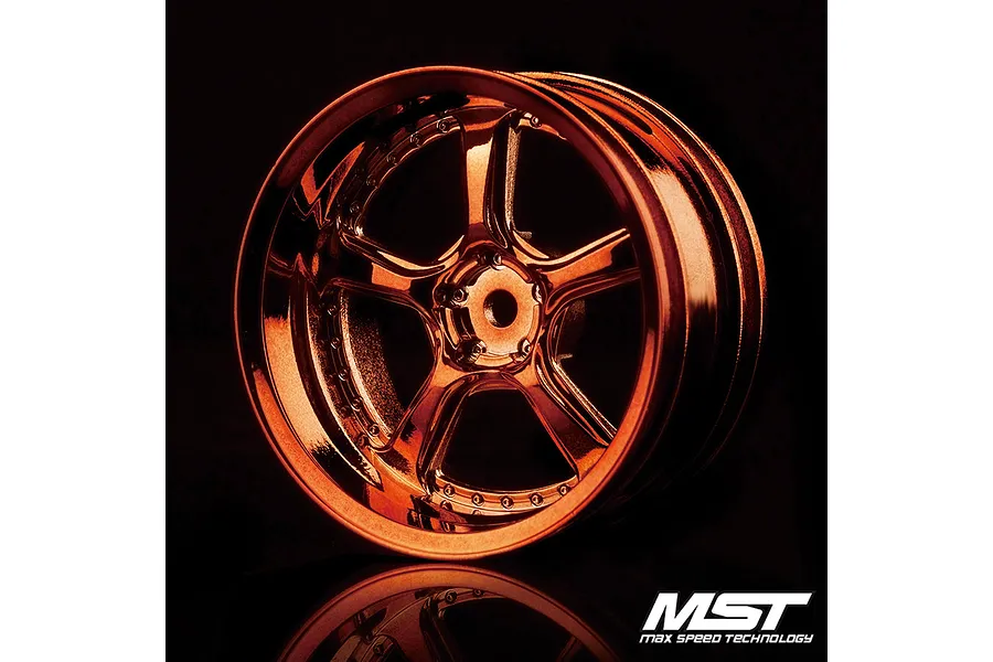 A single MST Kairos RC rim in a metallic copper finish against a black background.