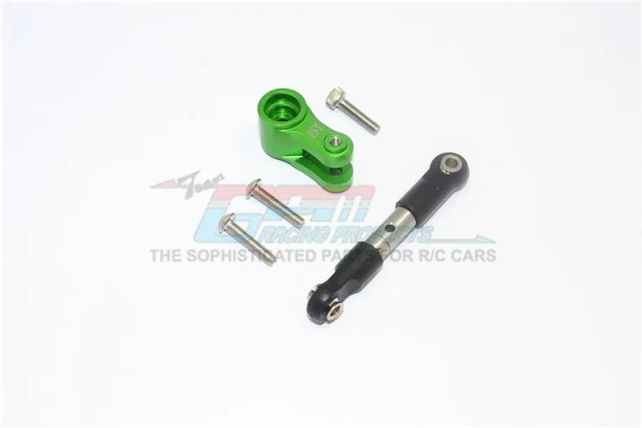 GPM Green Aluminium 25T Servo Horn &amp;amp; Stainless Steel Steering Linkage Set image 77137