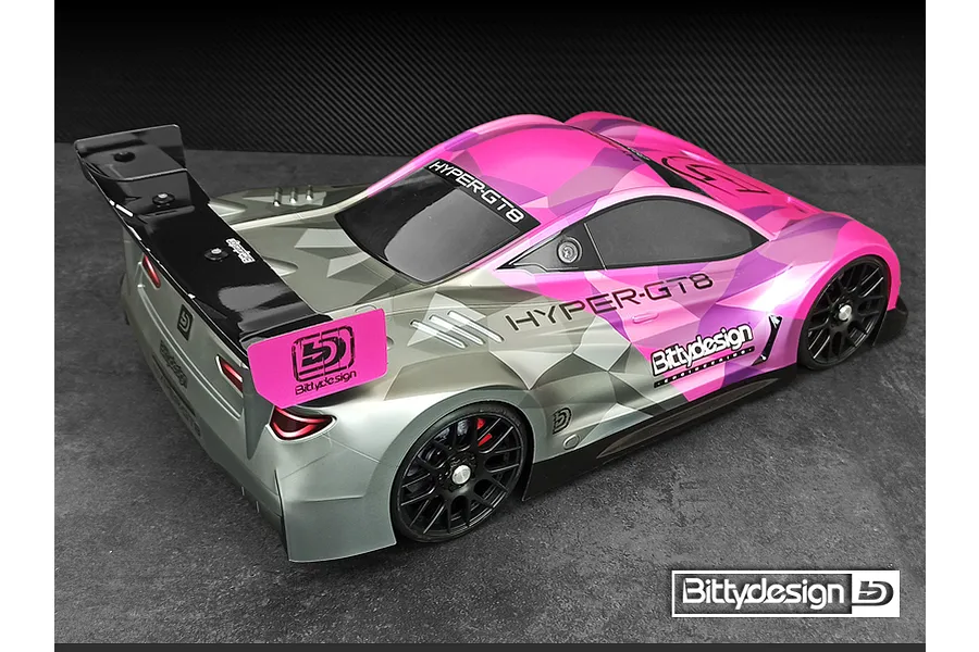 Bittydesign 1/8 HYPER-GT8 1/8 GT Unpainted Body Shell w/ Decals image 3